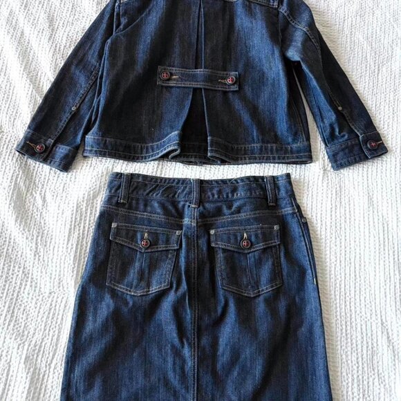 Nautica Dark Wash Denim Jean Skirt and Jacket Matching Set - Picture 4 of 6